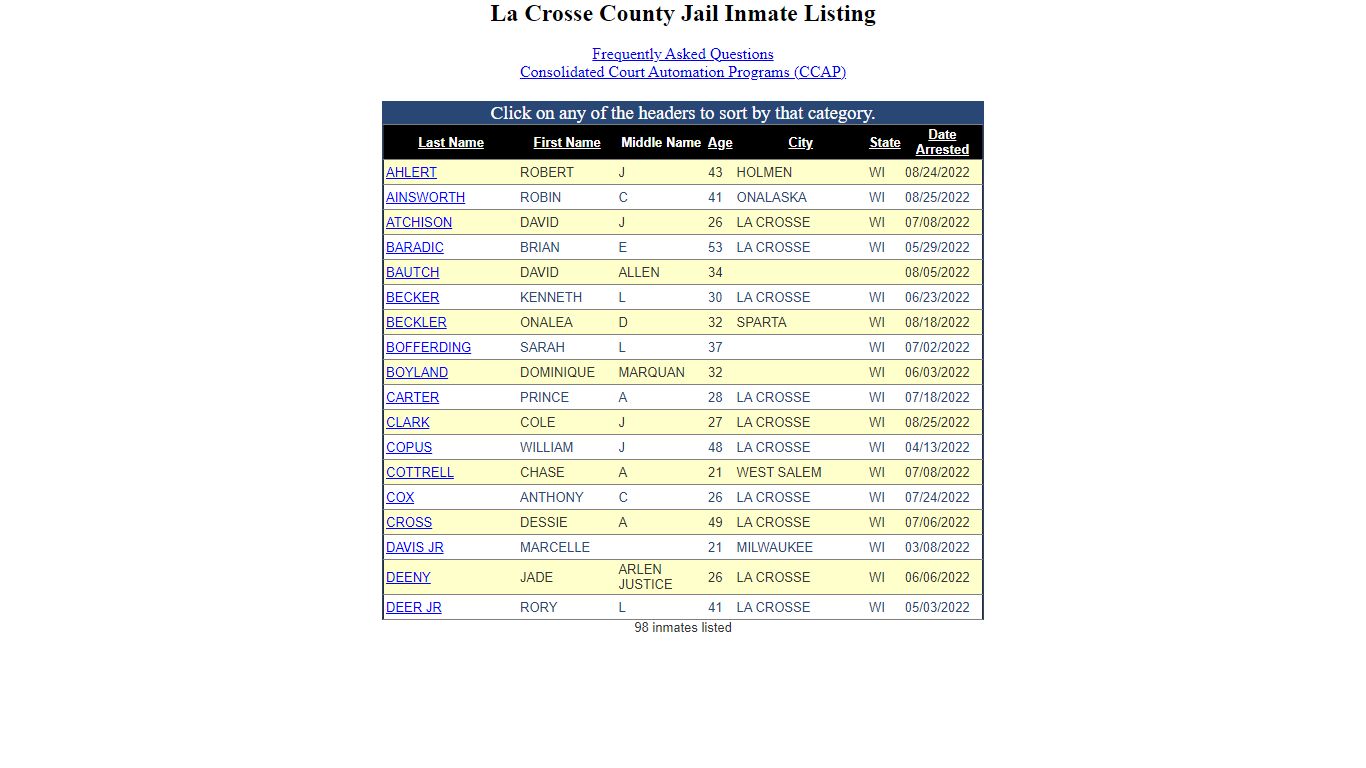 Inmate Locater-Version: 2021.9.14.0 - La Crosse County, Wisconsin